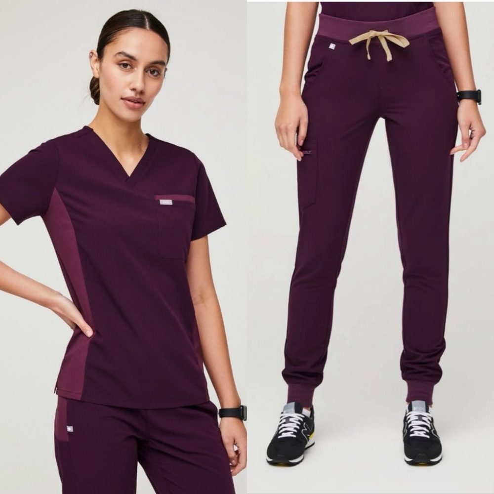 Figs Deep Purple Panel Catarina Top and Zamora Joggers XS